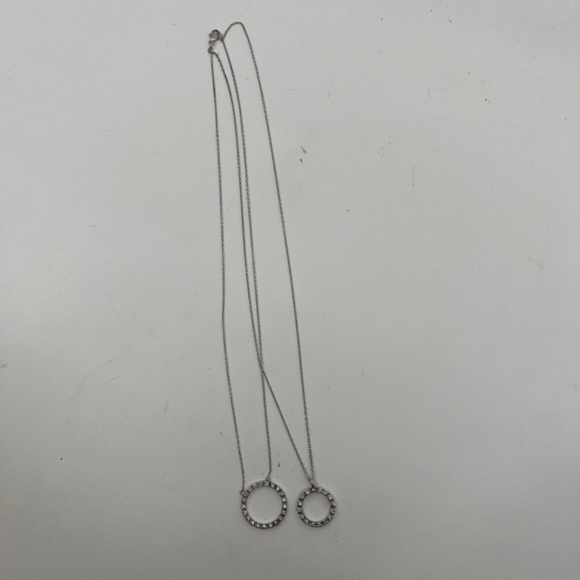 Vintage Layered Sterling Silver Necklace , CZ Double Eternity & Circle of Life - Picture 10 of 12
